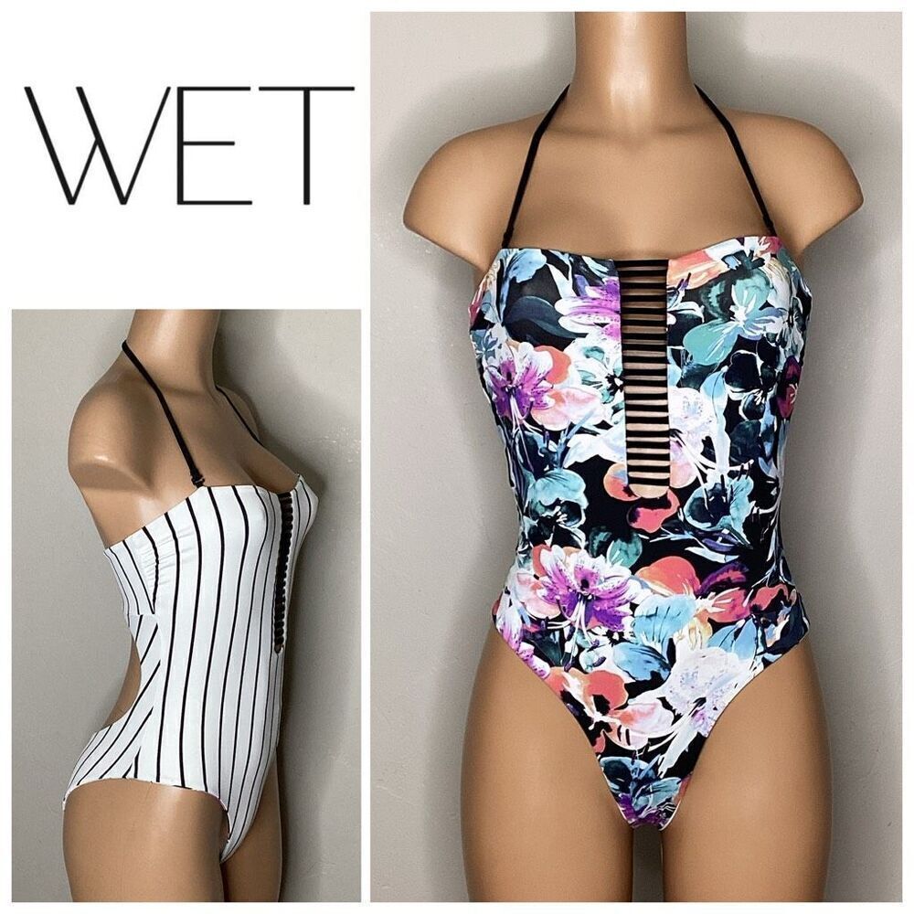 New. WET watercolor floral reversible swimsuit. X-Small. Retails $208